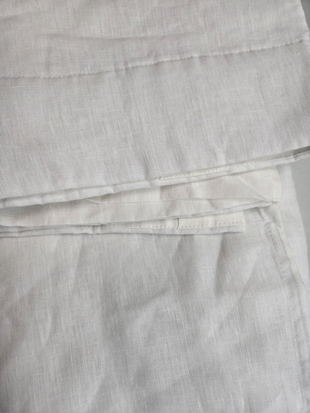 QUINCE Set Of 2 48x96 European Linen True Blackout Curtains White 0467